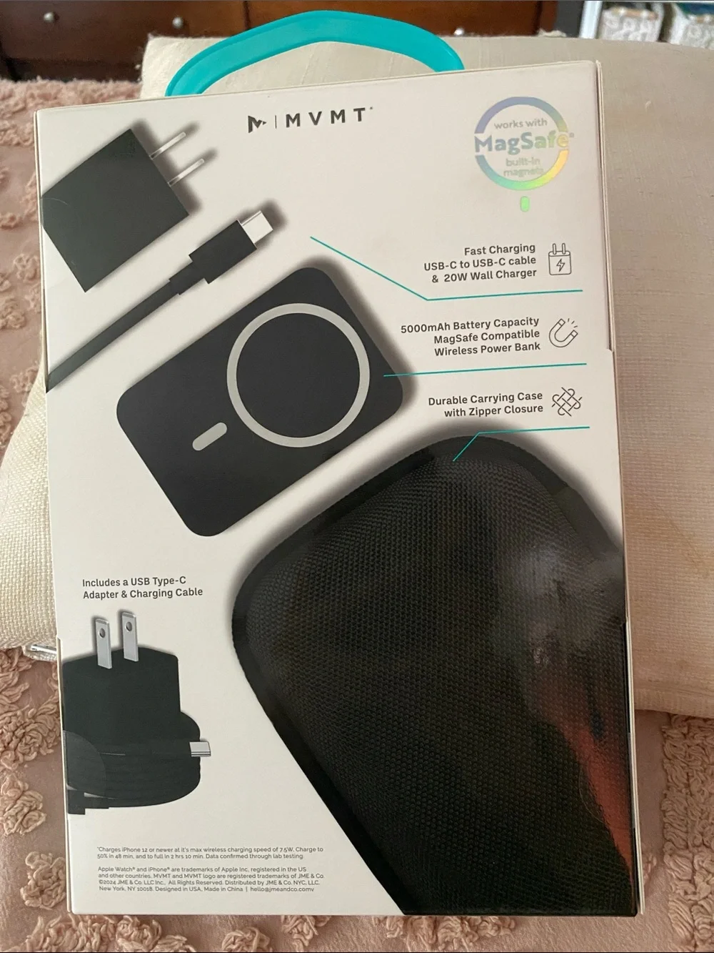 MVMT 4-Piece Power Bank Bundle — Black with Teal Handle Accent